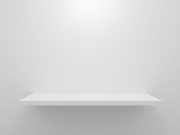 Photo conception de rendu 3d pour l'objet de produit d'affichage étagère de magasin blanche sur fond gris