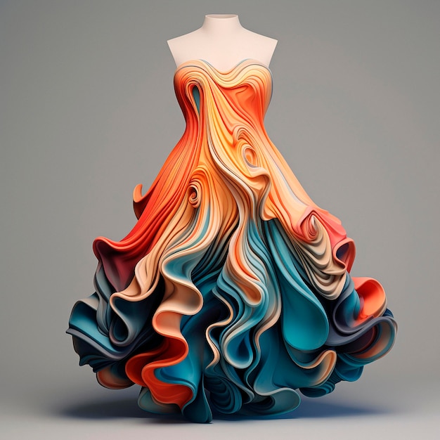 Photo conception de robe 3d avec des vagues divergentes du bas