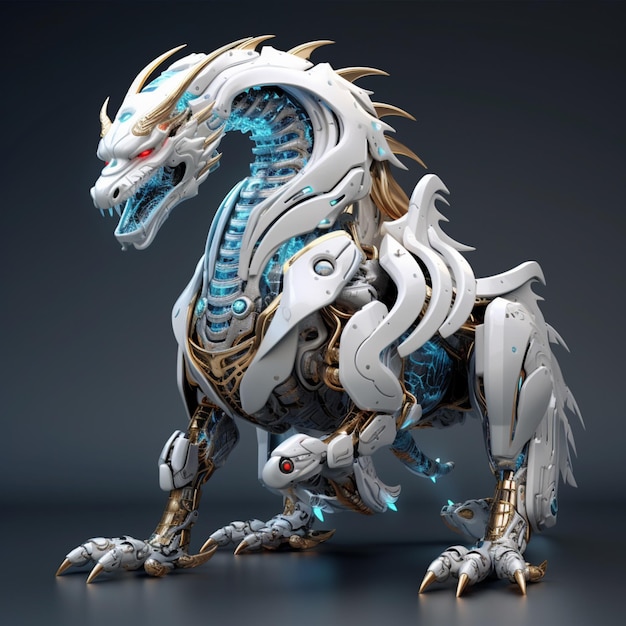 Conception de robot dragon animal chinois illustration mécanique image art généré par l'IA