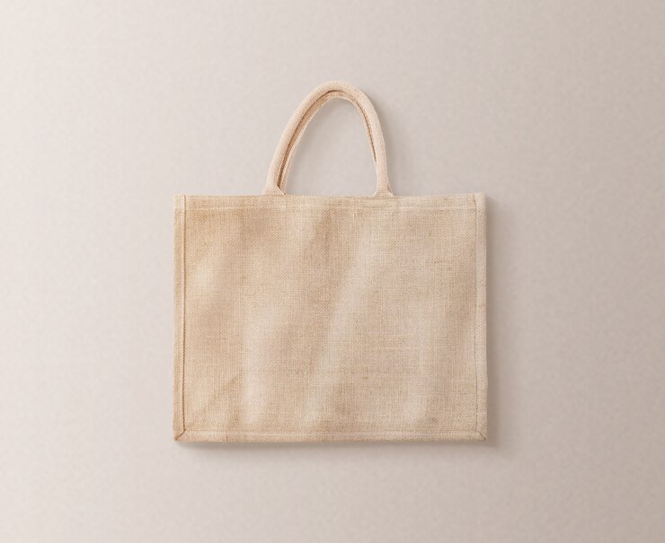 Conception de sac écologique en coton marron blanc isolée