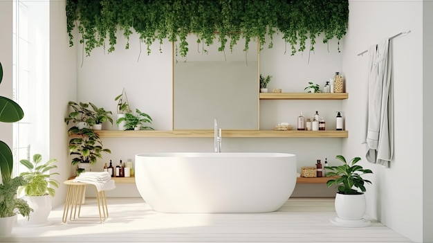 Conception de salle de bain naturelle Illustration AI GenerativexA