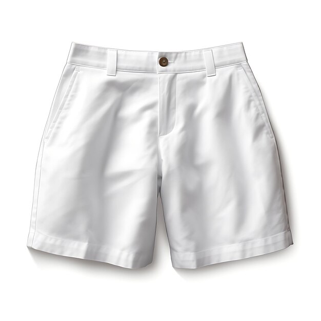 Conception de shorts Bermuda en tissu de mélange de lin avec une longueur de genou isolée sur blanc BG blanc