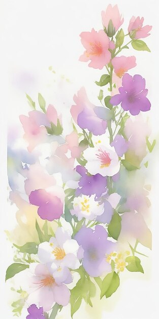 Une conception de sublimation avec des fleurs de printemps au thème du printemps dans le style aquarelle
