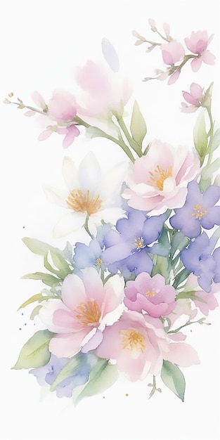 Une conception de sublimation avec des fleurs de printemps au thème du printemps dans le style aquarelle