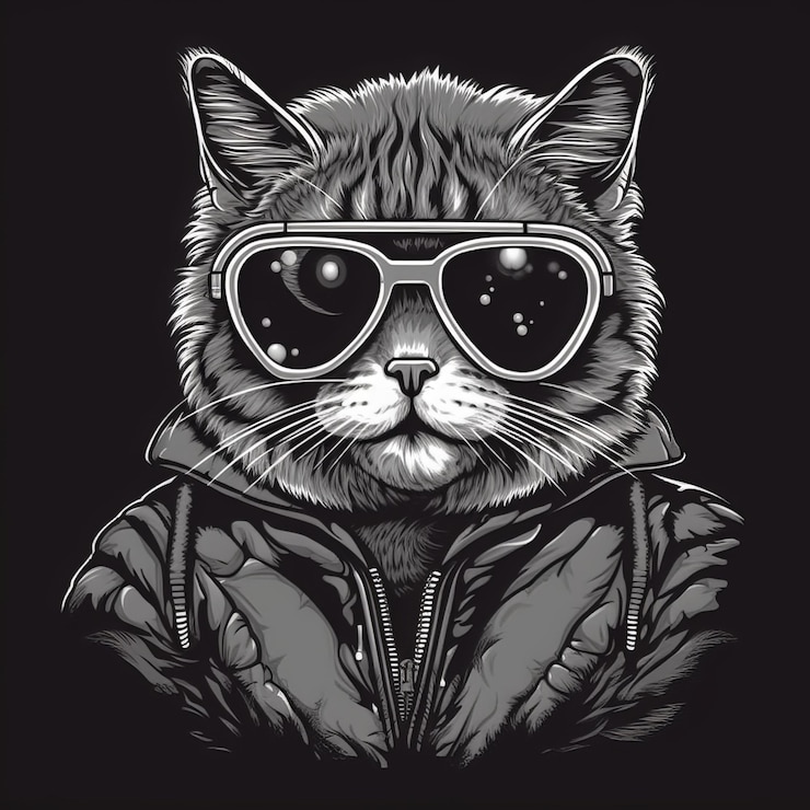 Photo conception de t-shirt chat cool