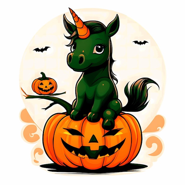 Conception de T-shirt Licorne d'Halloween