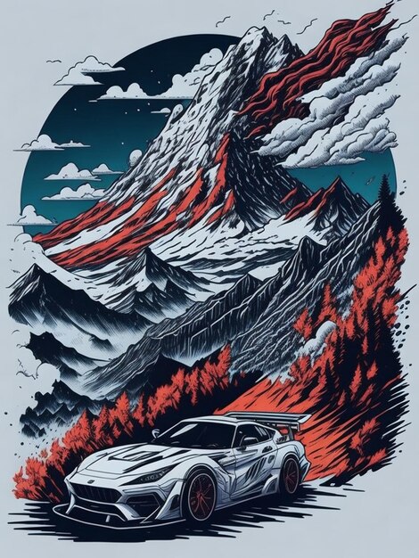 Conception de t-shirt de montagne