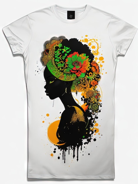 Photo conception de t-shirt à silhouette colorée vibrant afrobeat fusion