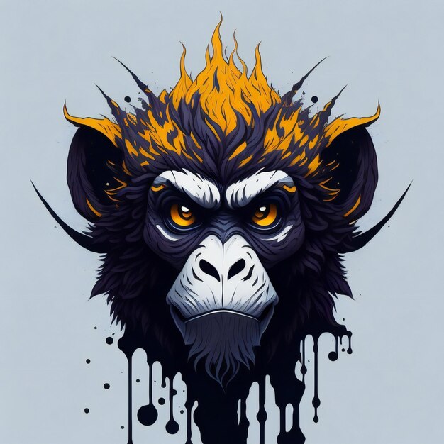 Conception de T-shirt de singe avec des effets d'aquarelle d'art vectoriel 3D mignons
