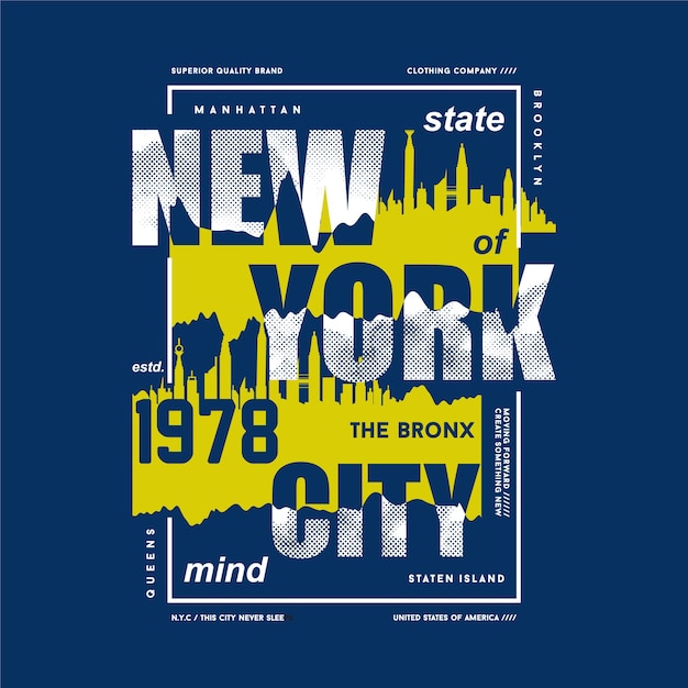 conception de t-shirt de vecteur de typographie graphique abstraite de la ville de new york