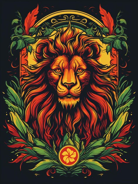 conception de t-shirt vectoriel reggae tête de lion