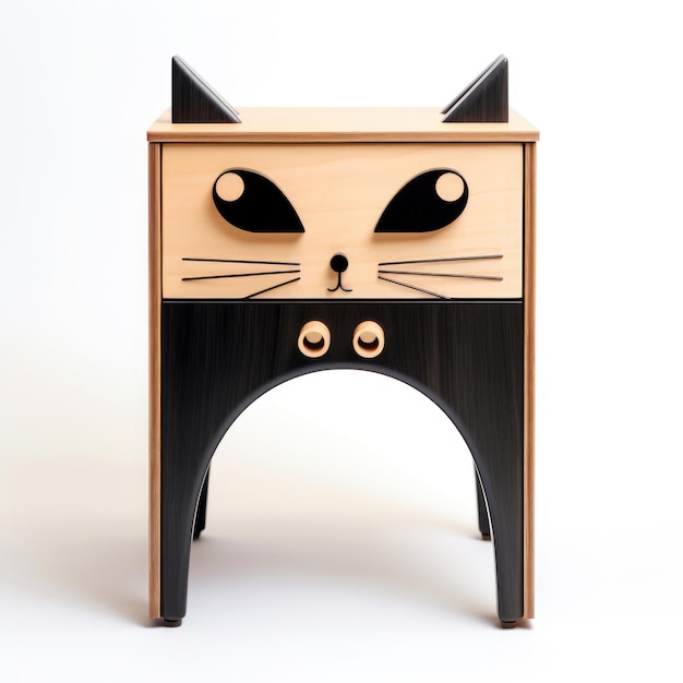 Conception de table de chevet faite dans le style d'un chat