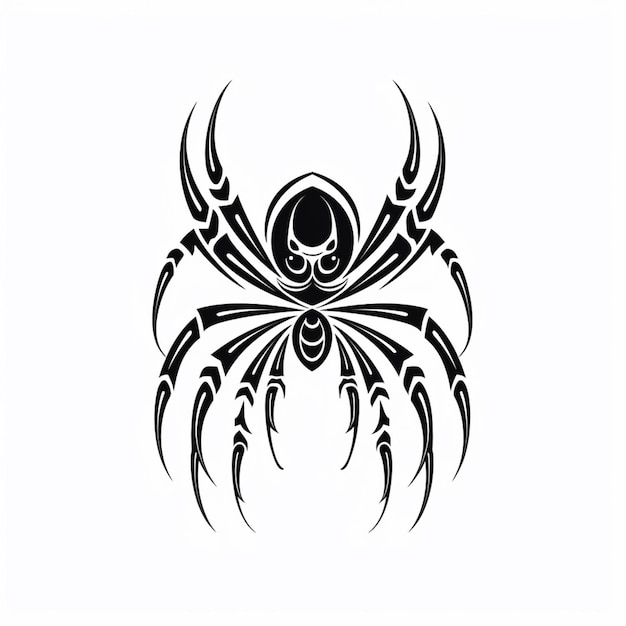 Une conception de tatouage d'araignée noir et blanc sur un fond blanc ai génératif
