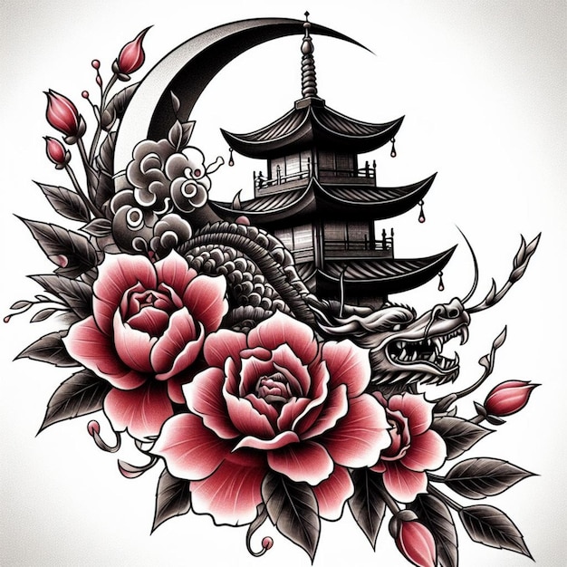 Photo conception de tatouage asiatique