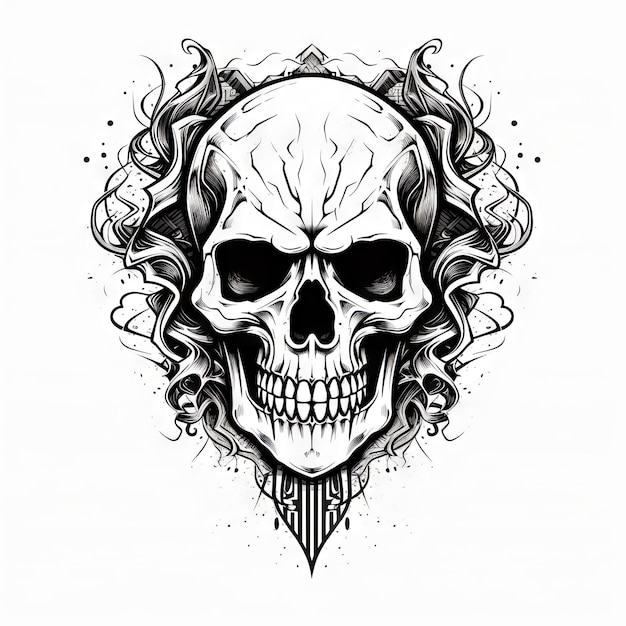 Une conception de tatouage de crâne d’illustration