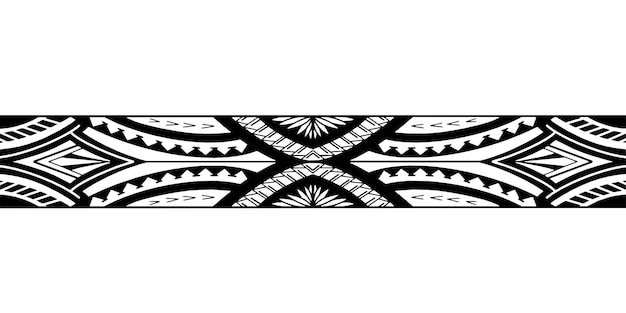 Conception de tatouage frontière polynésienne Motif samoan aborigène Texture noir et blanc vecteur isolé