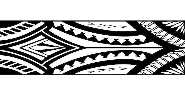 Conception de tatouage frontière polynésienne Motif samoan aborigène Texture noir et blanc vecteur isolé