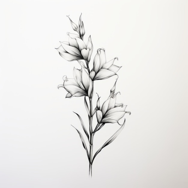 Conception de tatouage réaliste de dessin de fleur de marguerite orientale minimaliste
