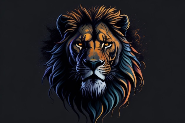 conception de tête de lion conception de t-shirt coloré de gros chat ai générative