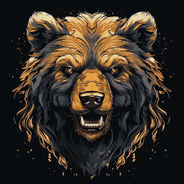 conception de tête d'ours illustrateur pour la sérigraphie de t-shirts