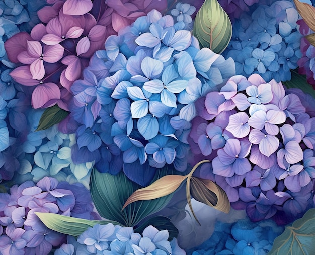 Conception de tissu de fleurs avec du bleu et du violet