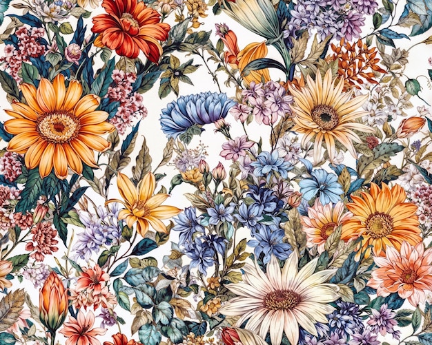 Conception de tissu textile à motif floral de printemps réaliste sans couture