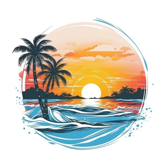 Conception de tshirt tropical d'été Illustration AI GenerativexA