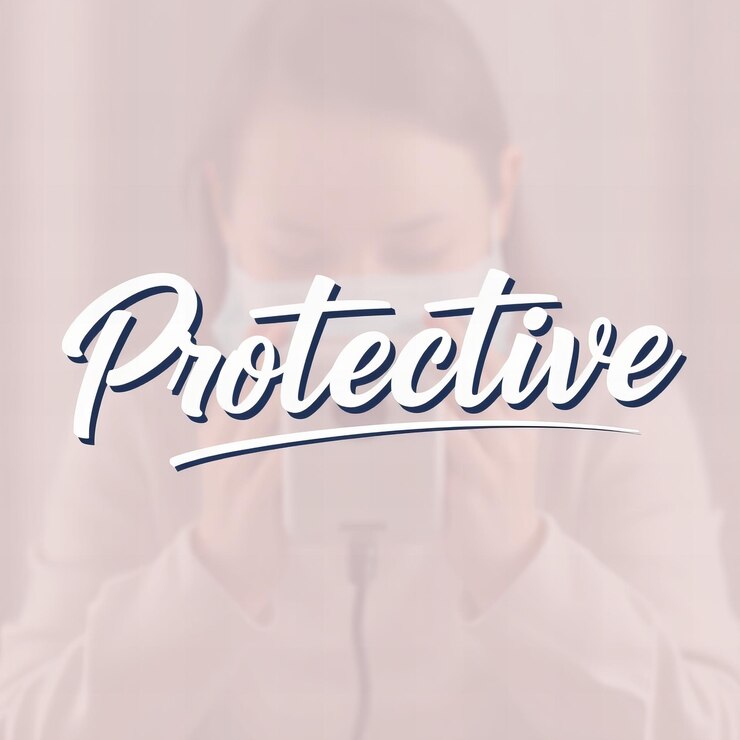 Photo conception de typographie protectrice avec fond protecteur