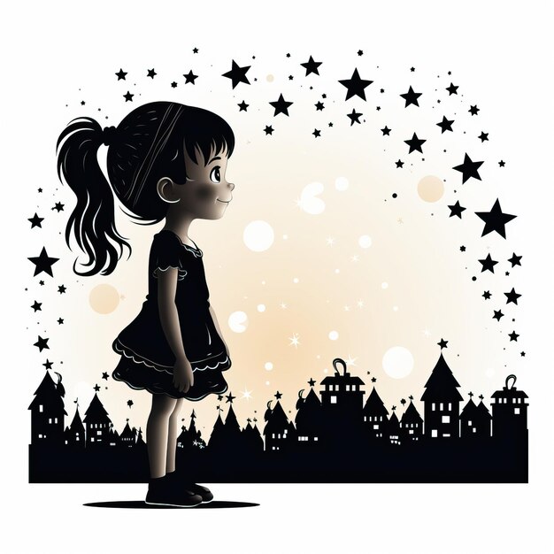 Photo conception vectorielle de la silhouette noire et blanche de noël festif pour enfants sous forme de photo