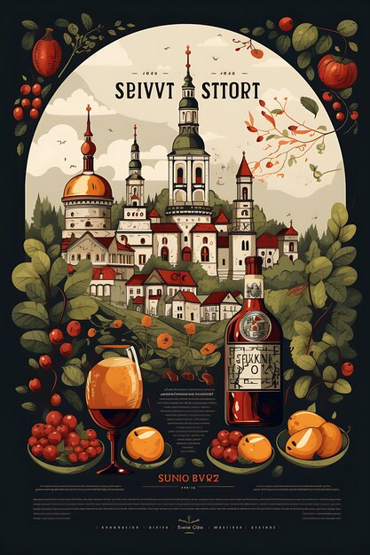 Photo conception de verre serbe slivovitz cevapi église orthodoxe fa affiche flyer menu figma web