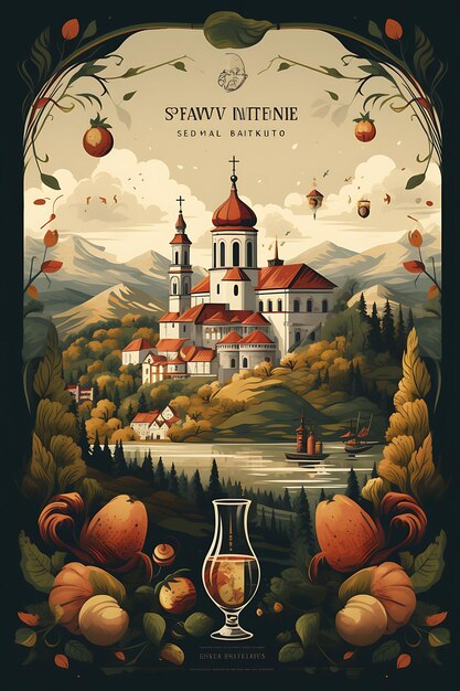 Photo conception de verre serbe slivovitz cevapi église orthodoxe fa affiche flyer menu figma web