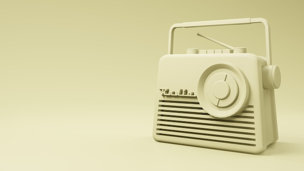 Conception vintage de radio, rendu 3d