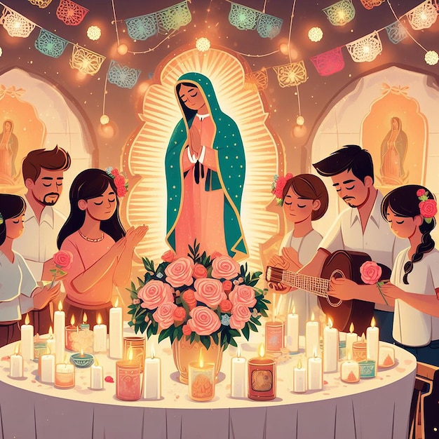 Des conceptions avec la Mère de Jésus pour Da de la Virgen de Guadalupe et Sainte Rose de Lima