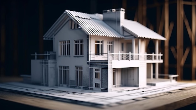 Conceptions de plans et modèle de maison pour un projet de construction Antécédents dans les plans de conception de projets de construction de logements immobiliers et d'ingénierie pour la construction résidentielle AI Generate