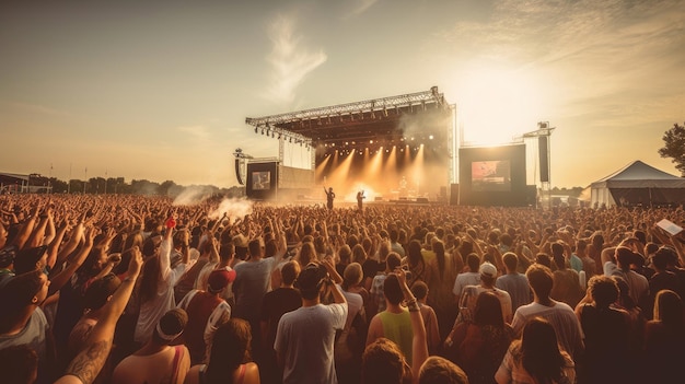 Concert Summer Music Festival Foule au Concert Generative Ai