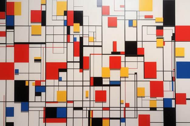 Concevez un fond géométrique abstrait inspiré des œuvres de Piet Mondrian