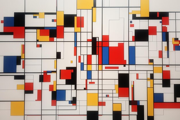 Concevez un fond géométrique abstrait inspiré des œuvres de Piet Mondrian