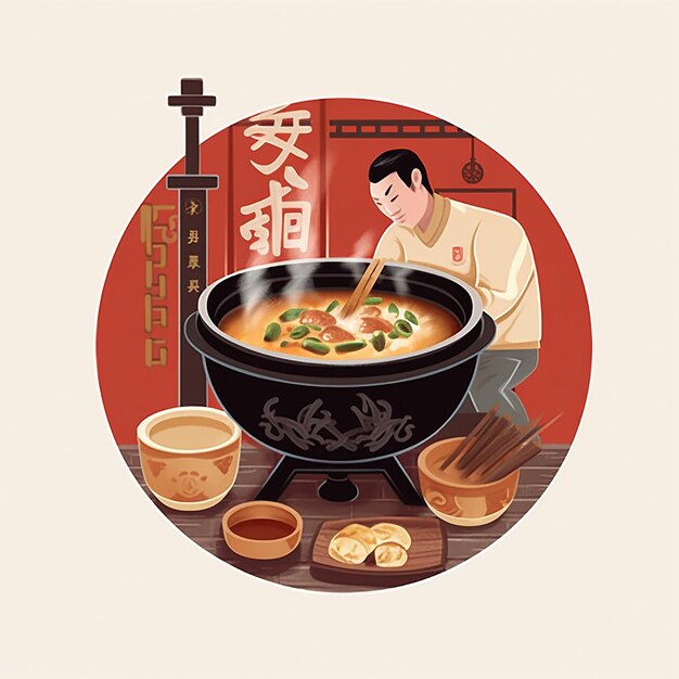 Photo concevoir un logo ramen graphique de nourriture qui intègre trois éléments représentant la culture chinoise