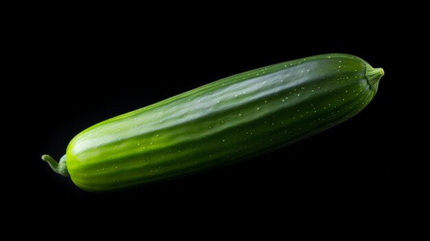 Le concombre sur un fond noir est généré par un réseau neuronal.