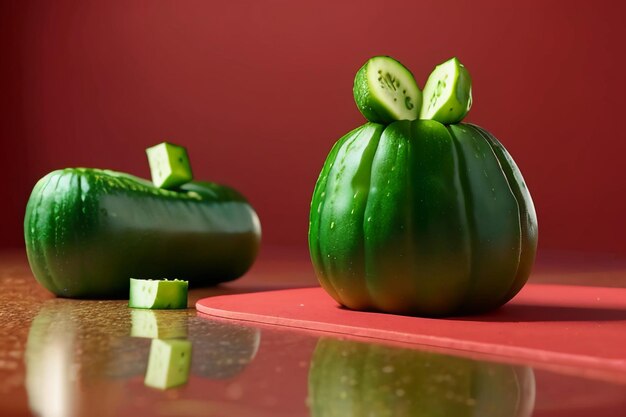 Photo le concombre vert est un légume nutritif, délicieux et frais.