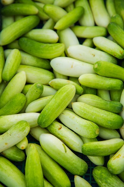 concombres sur étagère de marché