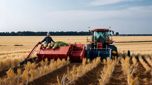 Conducteur de machine de récolte montant dans une cabine pour récolter son champ de blé Agriculteur Agronome Éleveur