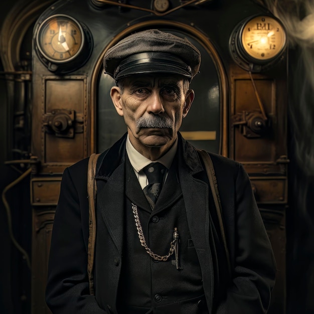 Photo un conducteur de train âgé