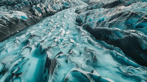 Un conduit froid d'en haut Photo éthérée des ruisseaux des masses froides islandaises Généré par l'IA