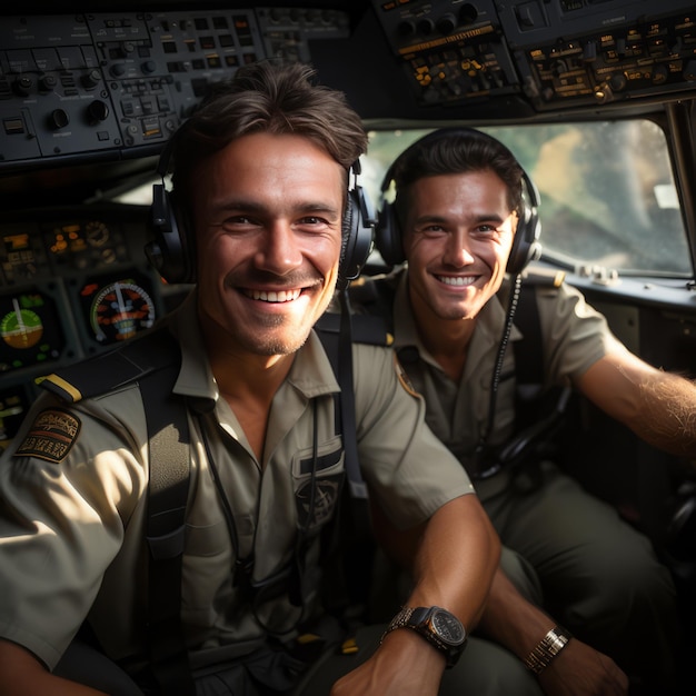 Conduite en cabine de l'avion pour le plaisir de l'officier