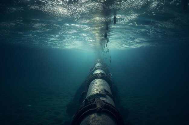 Une conduite d'eau est sous la surface de l'océan.