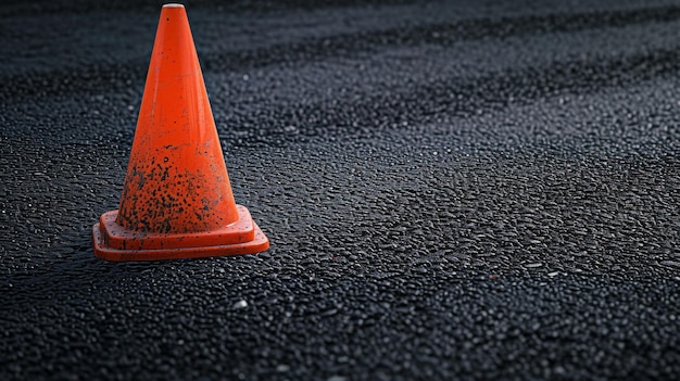 Le cône de circulation orange sur le bord de la route, un marqueur de sécurité familier aux conducteurs