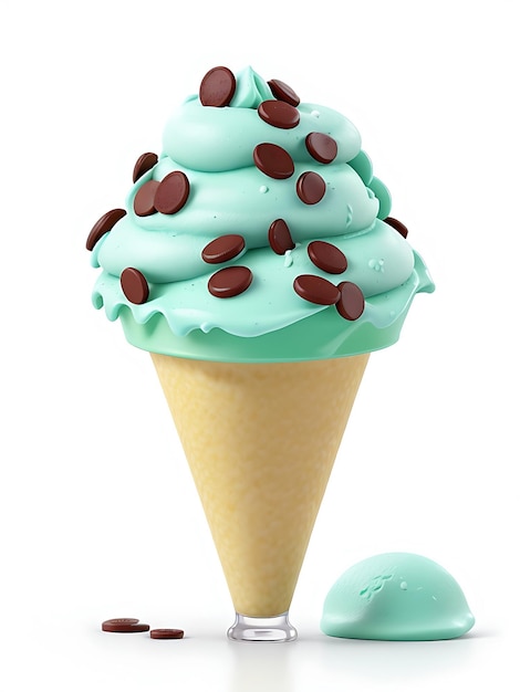 Un cône de crème glacée avec des chips de chocolat dessus généré par l'IA