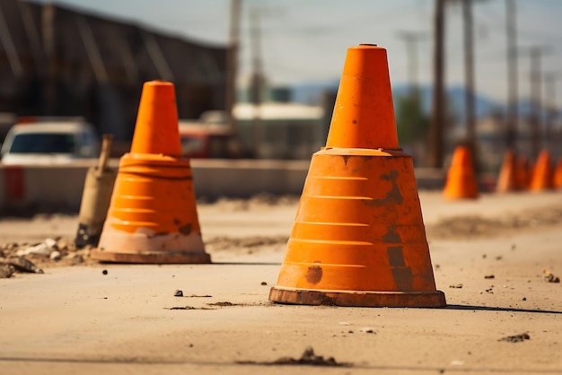 Les cônes de circulation sur la route