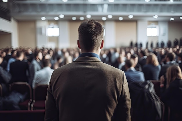 Conférencier donnant une conférence dans la salle de conférence lors d'un événement d'affaires Generative ai